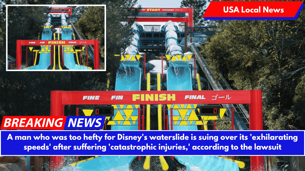 A man who was too hefty for Disney's waterslide is suing over its 'exhilarating speeds' after suffering 'catastrophic injuries,' according to the lawsuit