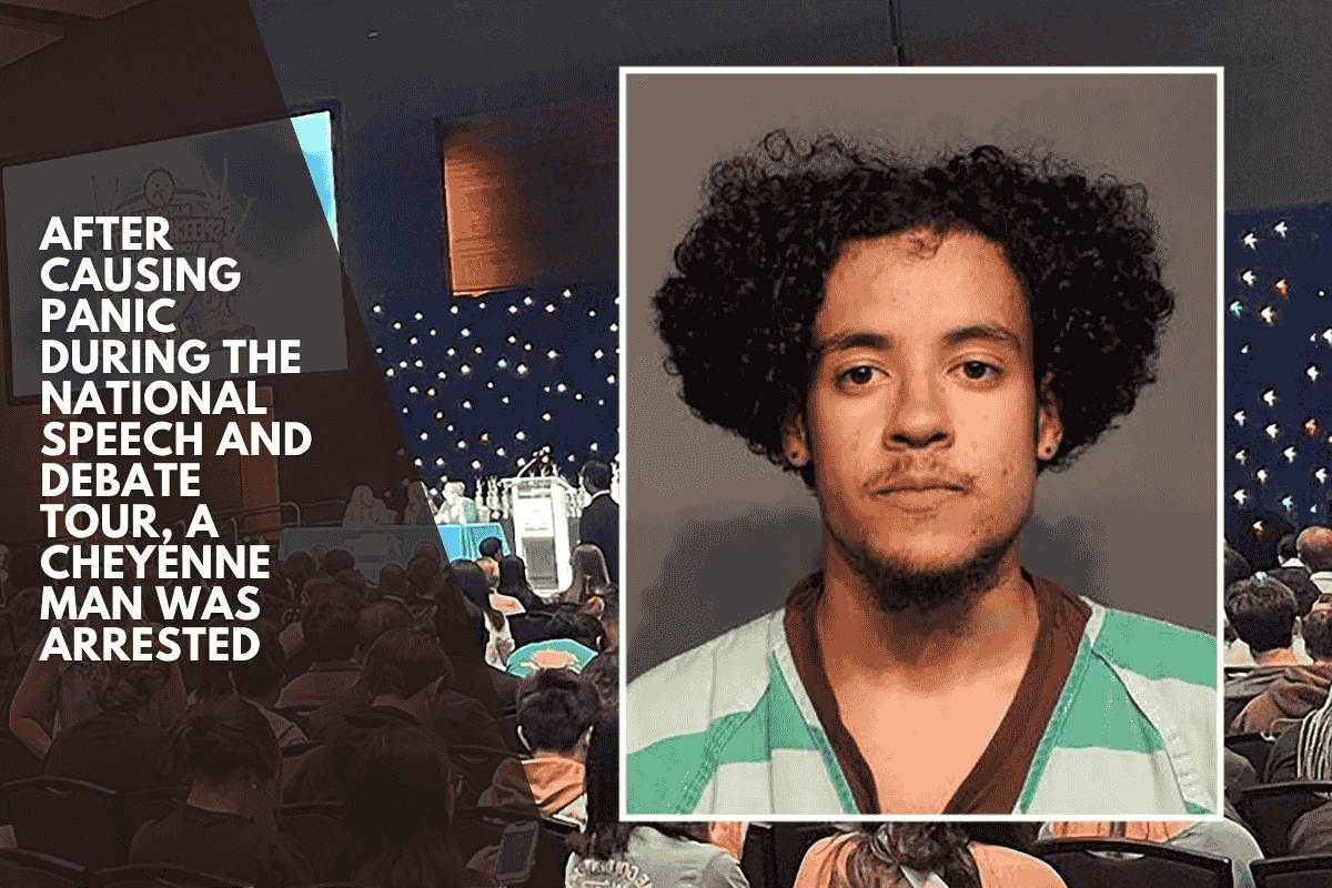 After causing panic during the national speech and debate tour, a Cheyenne man was arrested