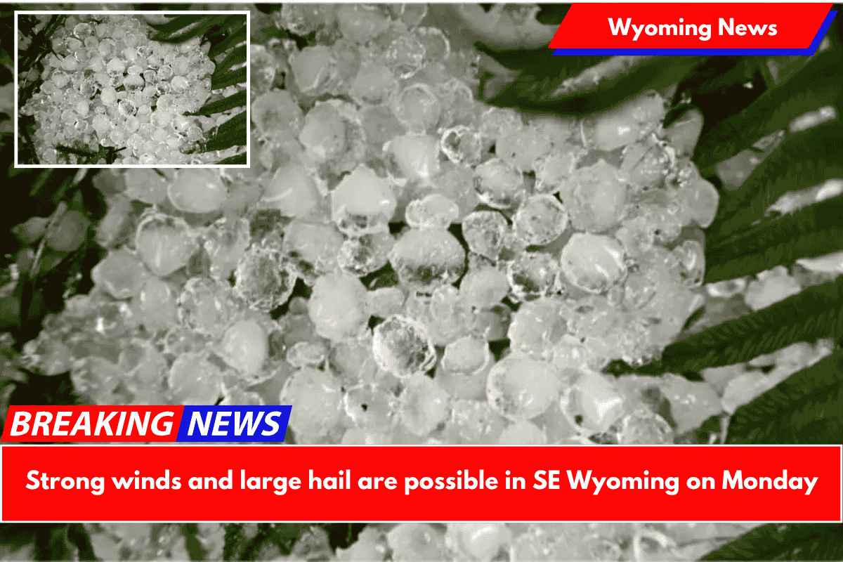 Strong winds and large hail are possible in SE Wyoming on Monday