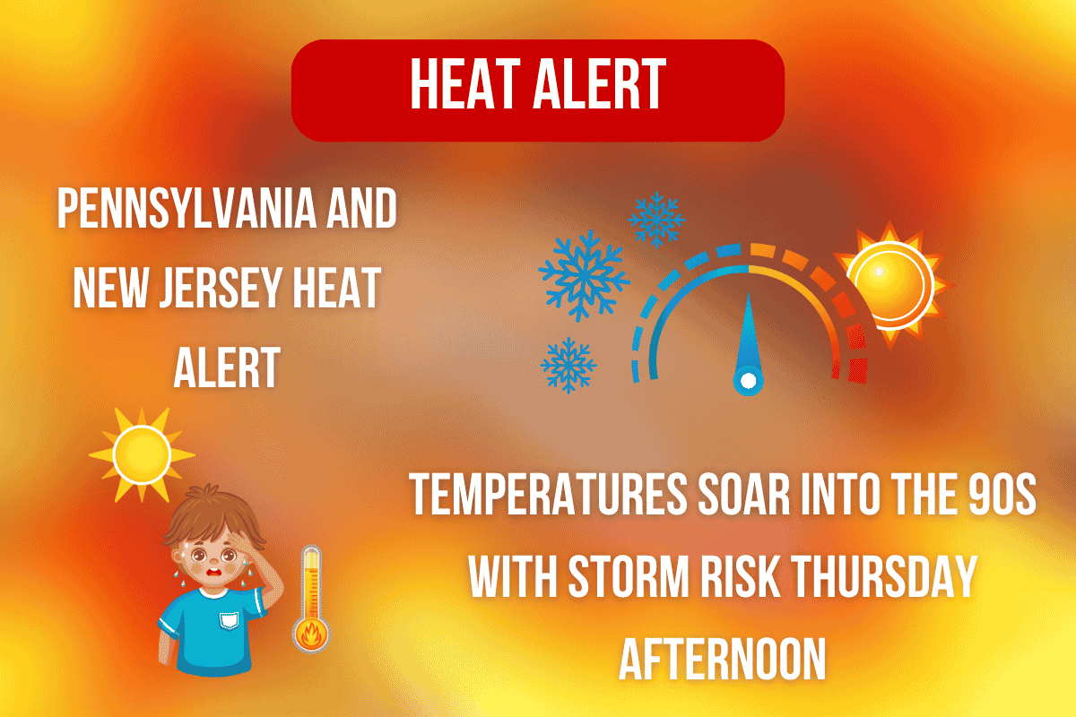 Pennsylvania and New Jersey Heat Alert: Temperatures Soar into the 90s with Storm Risk Thursday Afternoon