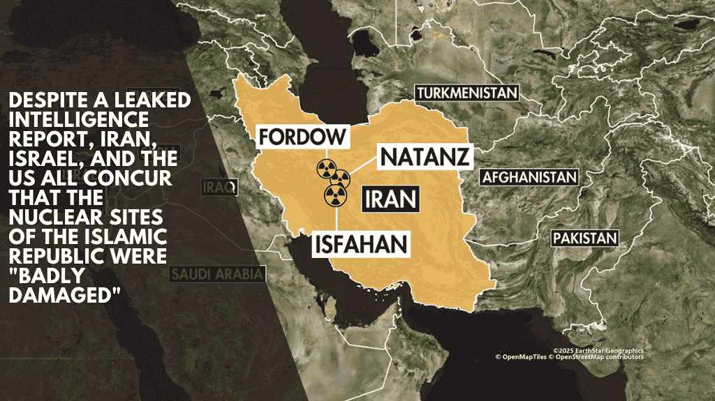 Despite a leaked intelligence report, Iran, Israel, and the US all concur that the nuclear sites of the Islamic Republic were "badly damaged"