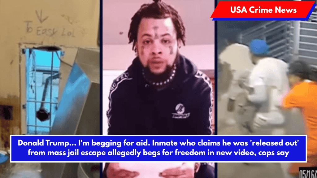 Donald Trump... I'm begging for aid. Inmate who claims he was 'released out' from mass jail escape allegedly begs for freedom in new video, cops say
