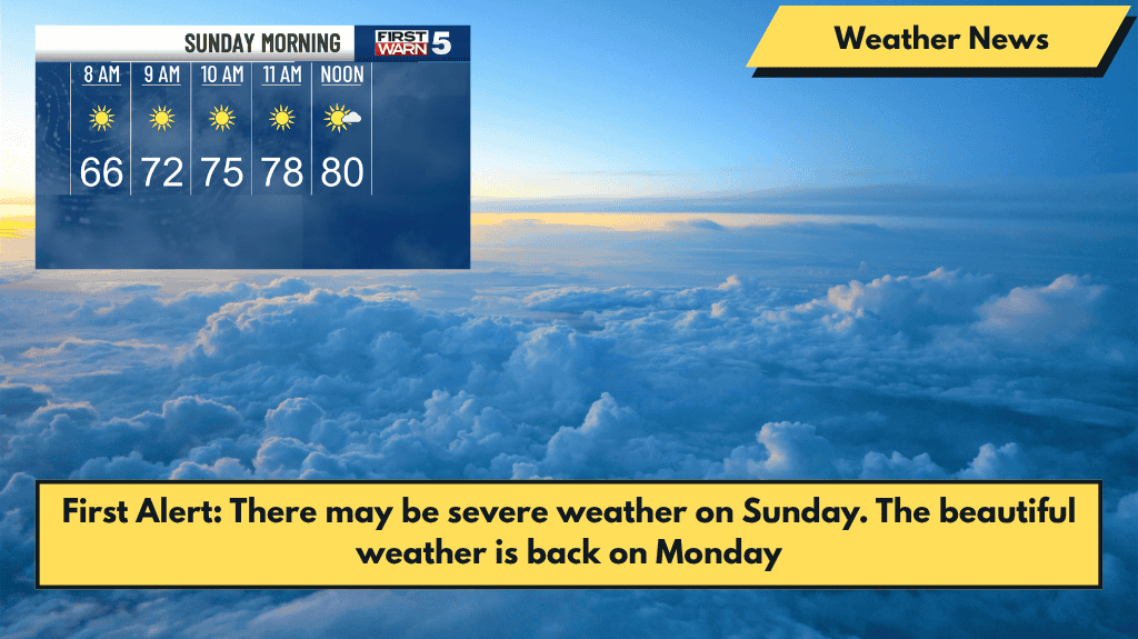 First Alert: There may be severe weather on Sunday. The beautiful weather is back on Monday