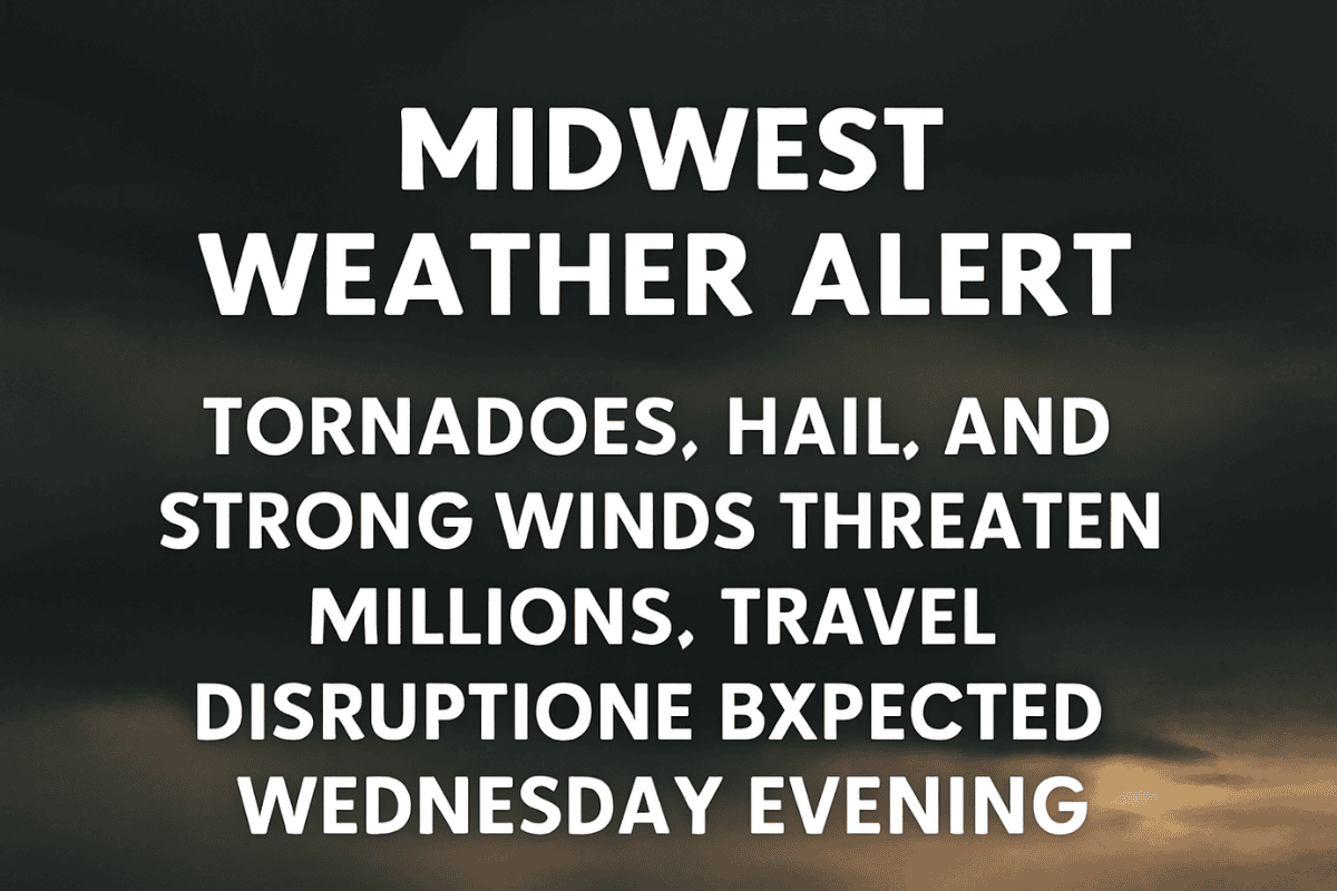 Midwest Weather Alert Tornadoes, Hail, and Strong Winds Threaten Millions, Travel Disruptions Expected Wednesday Evening