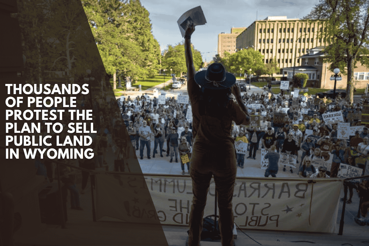 Thousands of people protest the plan to sell public land in Wyoming