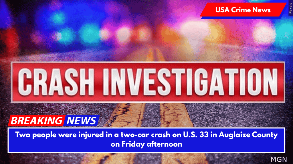 Two people were injured in a two-car crash on U.S. 33 in Auglaize County on Friday afternoon