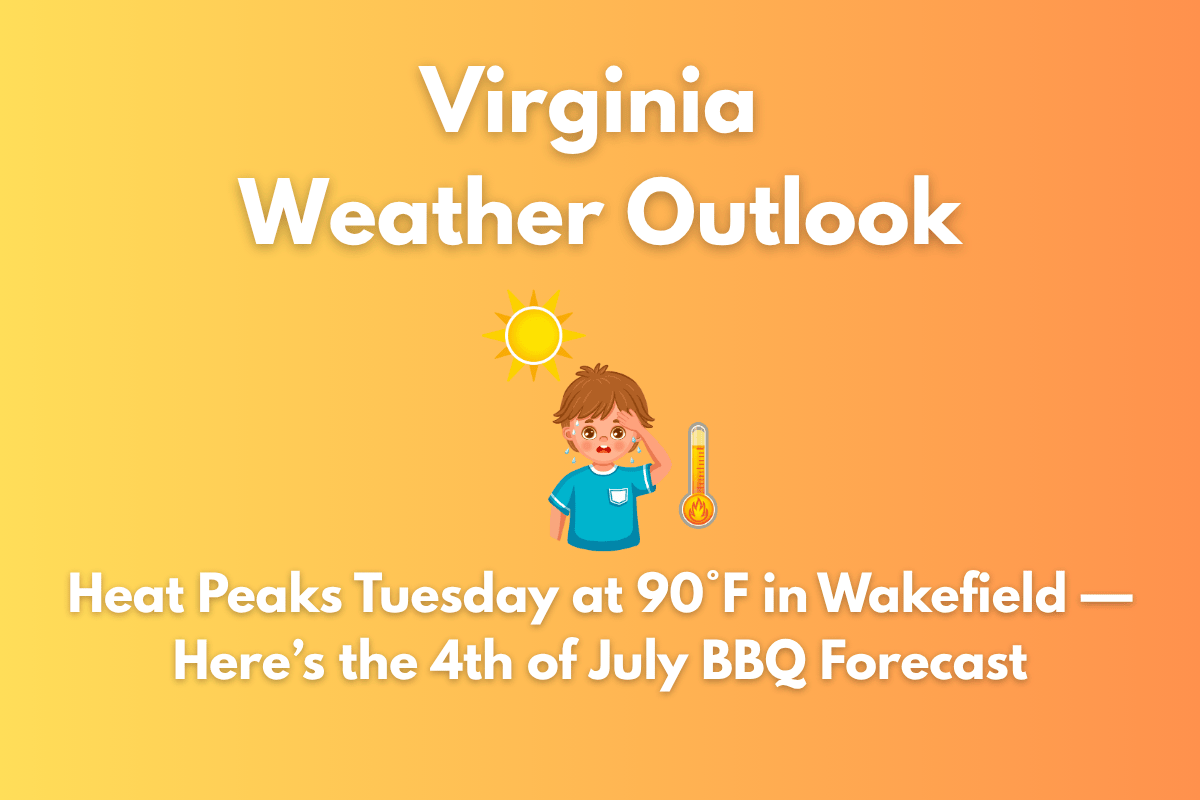 Virginia Weather Outlook Heat Peaks Tuesday at 90°F in Wakefield — Here’s the 4th of July BBQ Forecast