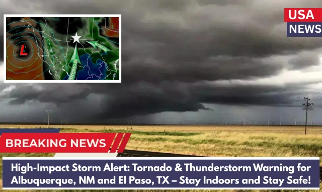 High-Impact Storm Alert: Tornado & Thunderstorm Warning for Albuquerque, NM and El Paso, TX – Stay Indoors and Stay Safe!