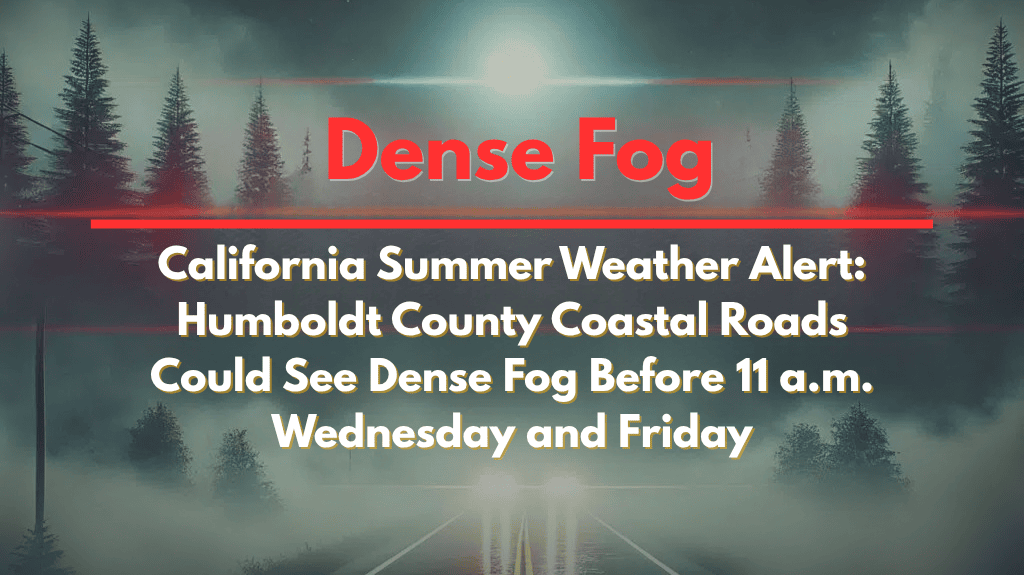 California Summer Weather Alert Humboldt County Coastal Roads Could See Dense Fog Before 11 a.m. Wednesday and Friday