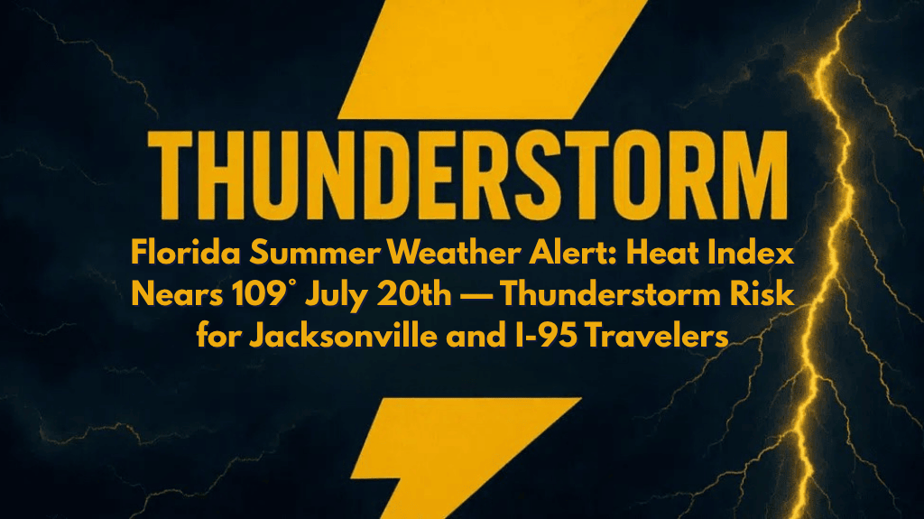 Florida Summer Weather Alert Heat Index Nears 109° July 20th — Thunderstorm Risk for Jacksonville and I-95 Travelers