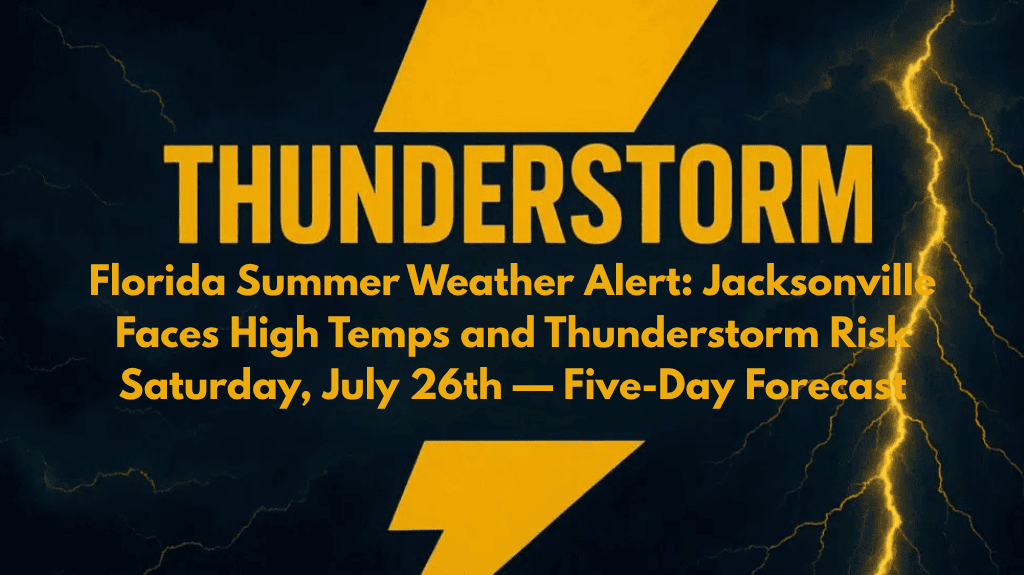 Florida Summer Weather Alert Jacksonville Faces High Temps and Thunderstorm Risk Saturday, July 26th — Five-Day Forecast