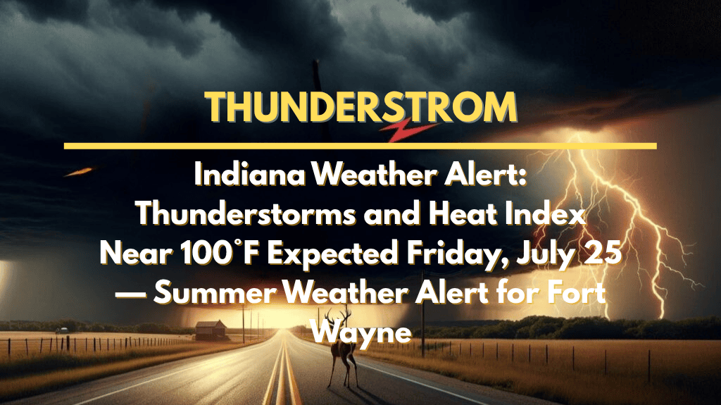 Indiana Weather Alert: Thunderstorms and Heat Index Near 100°F Expected Friday, July 25 — Summer Weather Alert for Fort Wayne