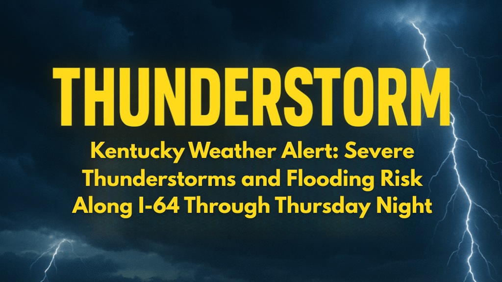 Kentucky Weather Alert: Severe Thunderstorms and Flooding Risk Along I-64 Through Thursday Night