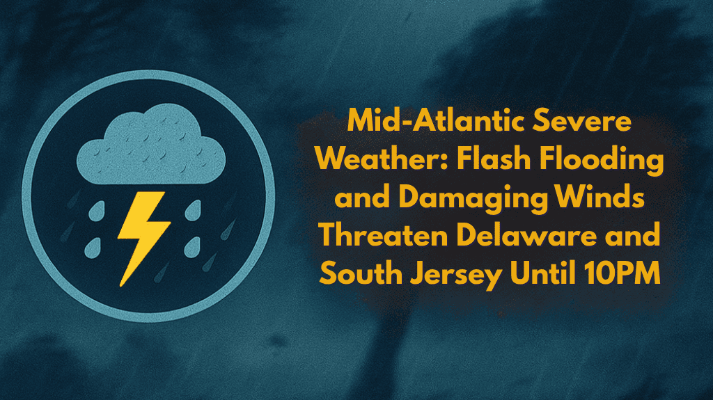Mid-Atlantic Severe Weather Flash Flooding and Damaging Winds Threaten Delaware and South Jersey Until 10PM