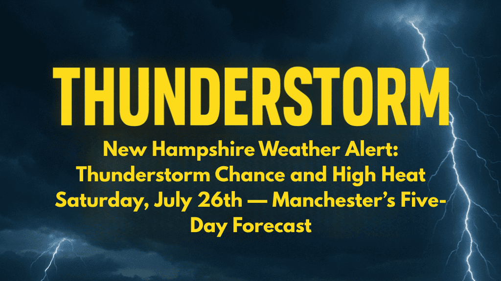 New Hampshire Weather Alert Thunderstorm Chance and High Heat Saturday, July 26th — Manchester’s Five-Day Forecast