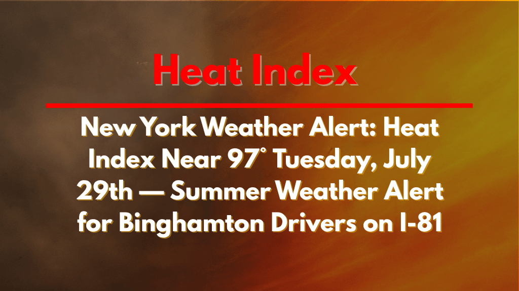 New York Weather Alert Heat Index Near 97° Tuesday, July 29th — Summer Weather Alert for Binghamton Drivers on I-81