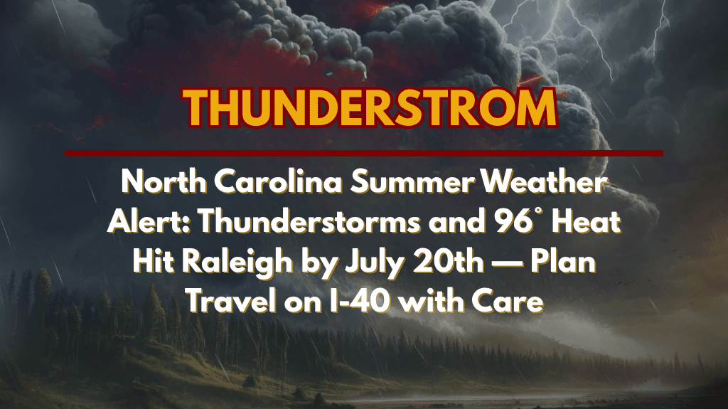 North Carolina Summer Weather Alert Thunderstorms and 96° Heat Hit Raleigh by July 20th — Plan Travel on I-40 with Care