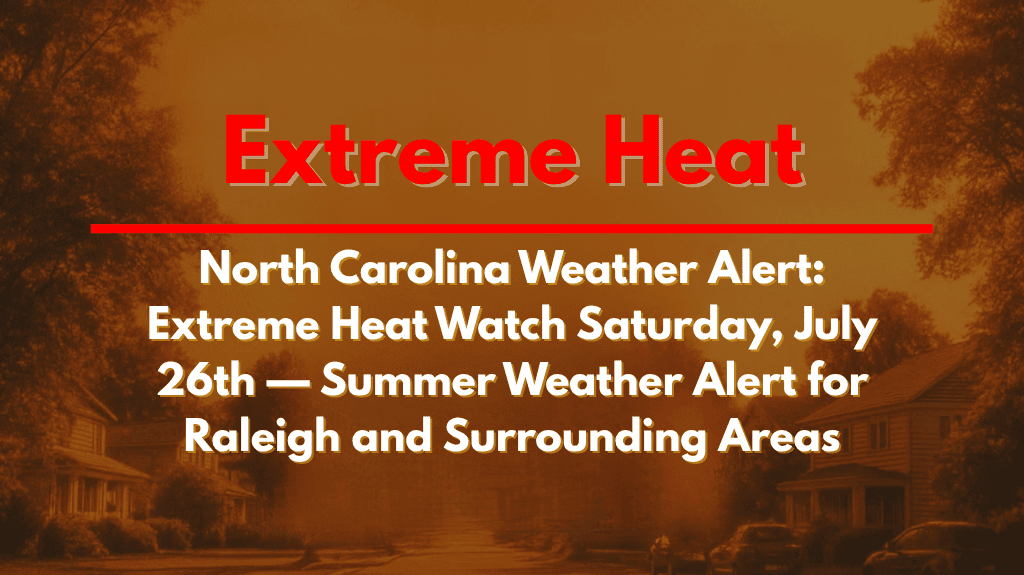 North Carolina Weather Alert Extreme Heat Watch Saturday, July 26th — Summer Weather Alert for Raleigh and Surrounding Areas