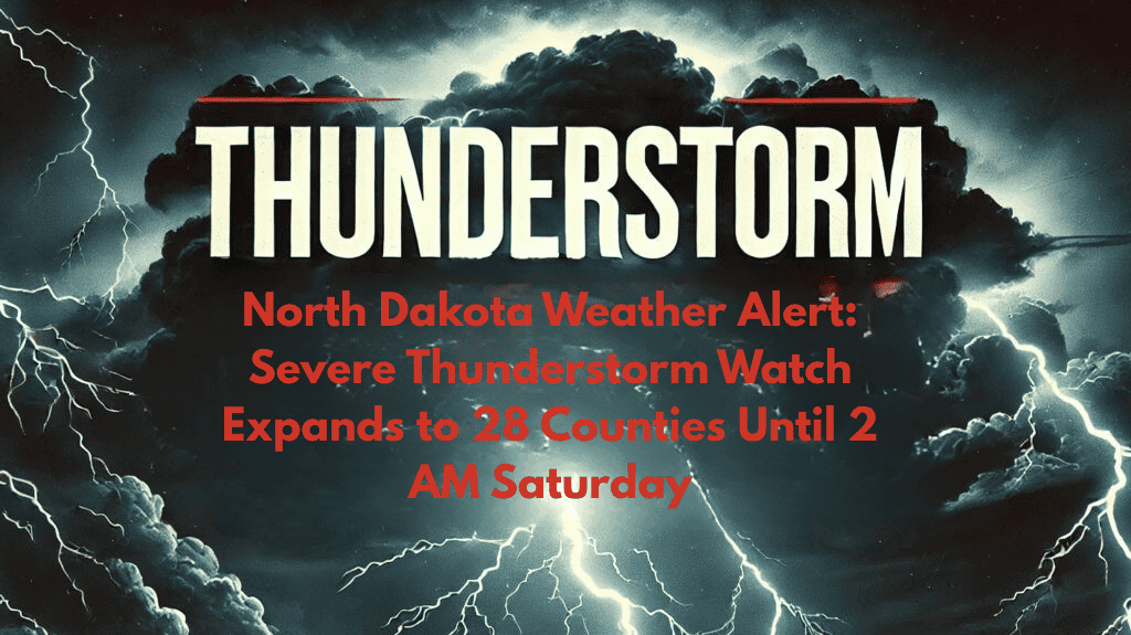 North Dakota Weather Alert Severe Thunderstorm Watch Expands to 28 Counties Until 2 AM Saturday