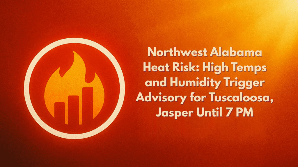 Northwest Alabama Heat Risk High Temps and Humidity Trigger Advisory for Tuscaloosa, Jasper Until 7 PM