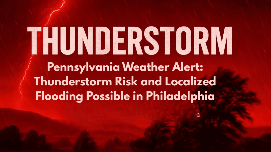 Pennsylvania Weather Alert Thunderstorm Risk and Localized Flooding Possible in Philadelphia