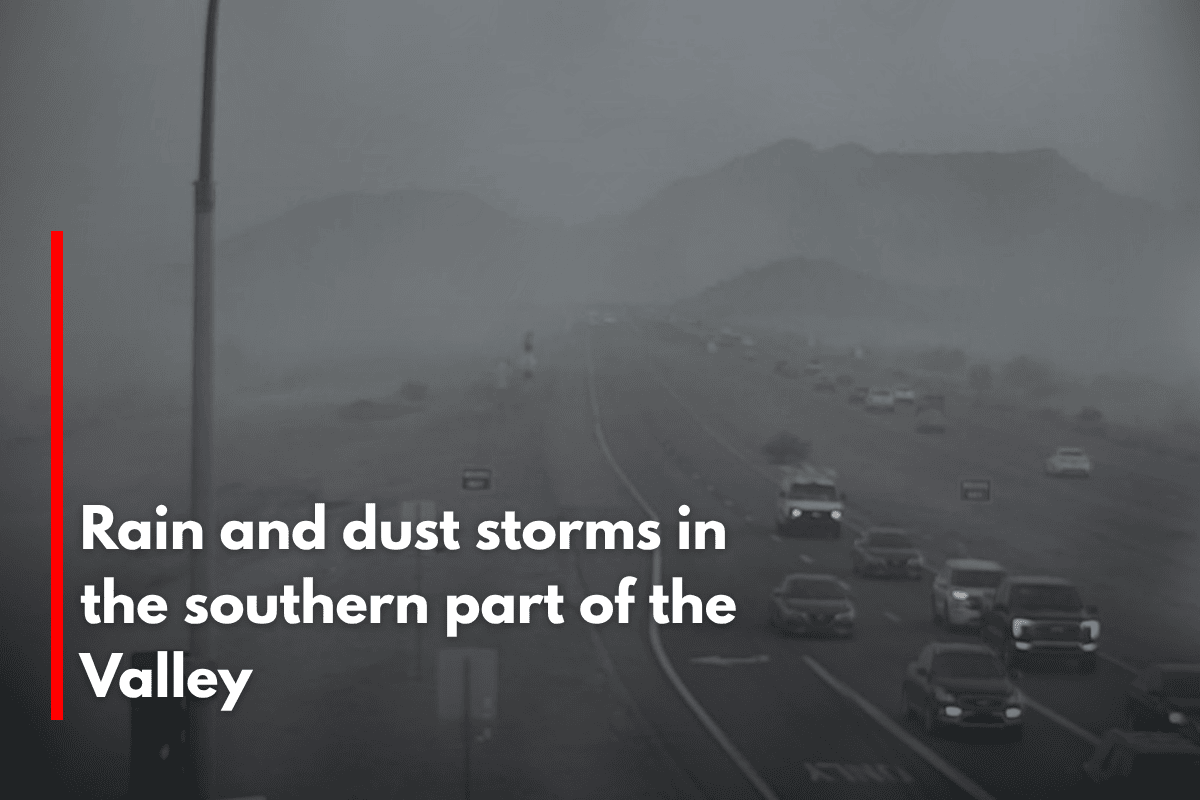 Rain and dust storms in the southern part of the Valley