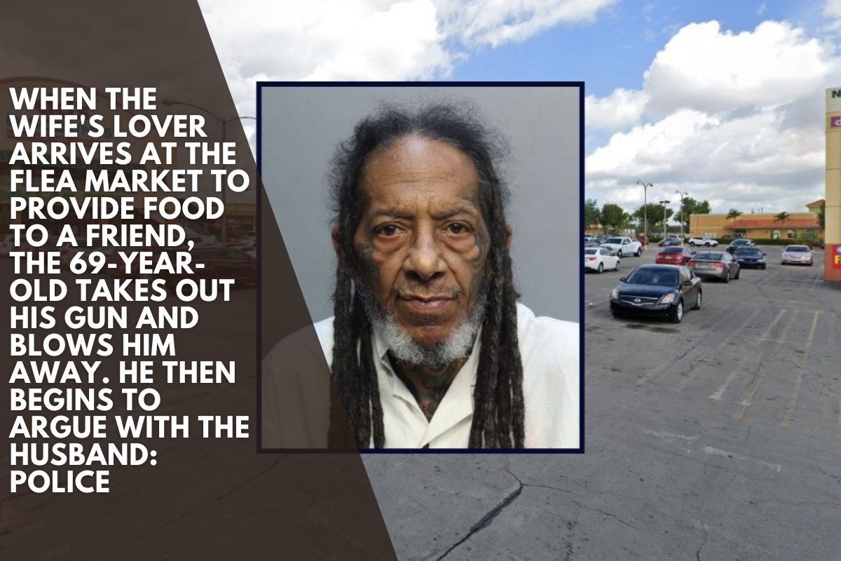 When the wife's lover arrives at the flea market to provide food to a friend, the 69-year-old takes out his gun and blows him away. He then begins to argue with the husband: Police