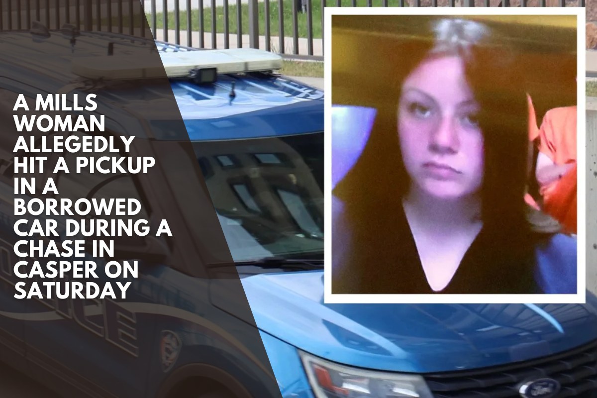 A Mills woman allegedly hit a pickup in a borrowed car during a chase in Casper on Saturday