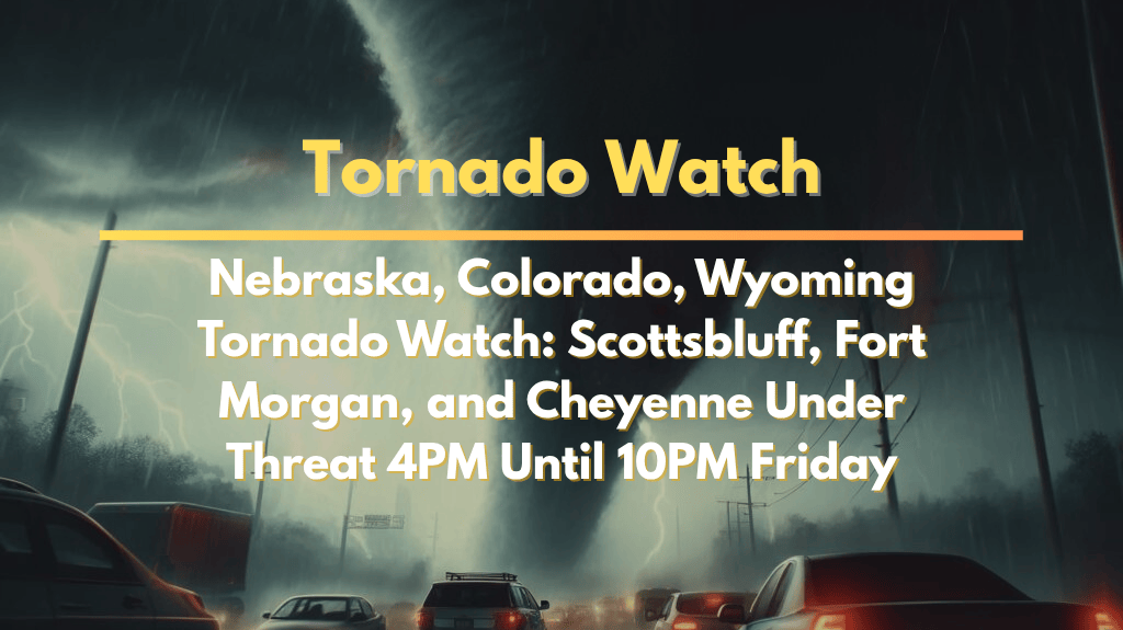 Nebraska, Colorado, Wyoming Tornado Watch Scottsbluff, Fort Morgan, and Cheyenne Under Threat 4PM Until 10PM Friday