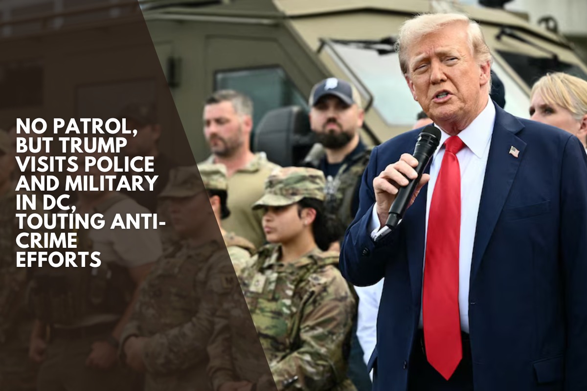 No patrol, but Trump visits police and military in DC, touting anti-crime efforts