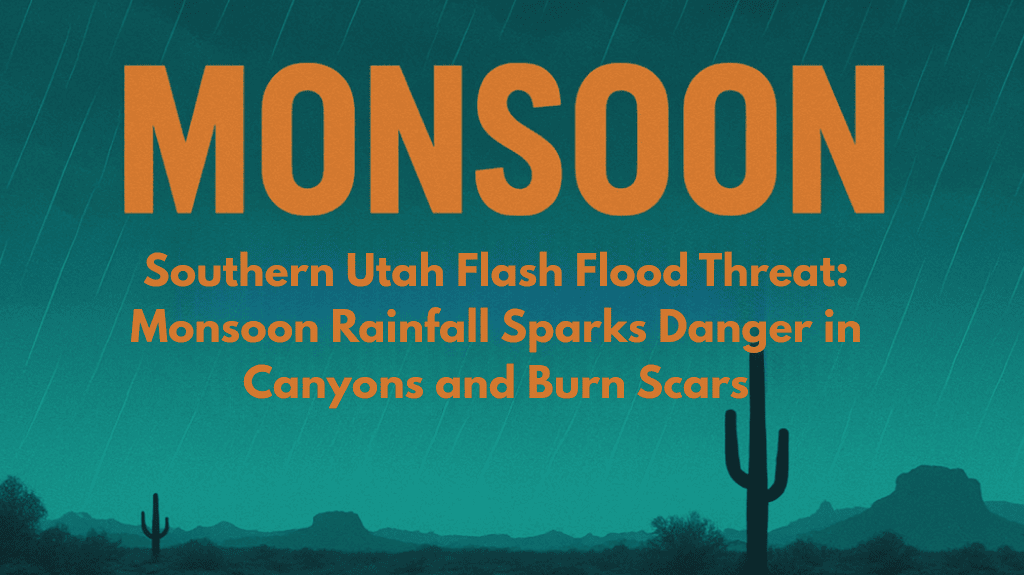 Southern Utah Flash Flood Threat: Monsoon Rainfall Sparks Danger in Canyons and Burn Scars