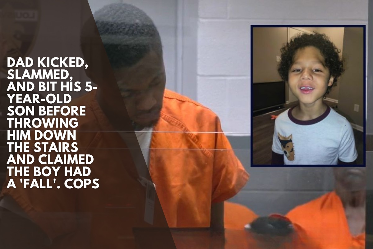 Dad kicked, slammed, and bit his 5-year-old son before throwing him down the stairs and claimed the boy had a 'fall'. Cops