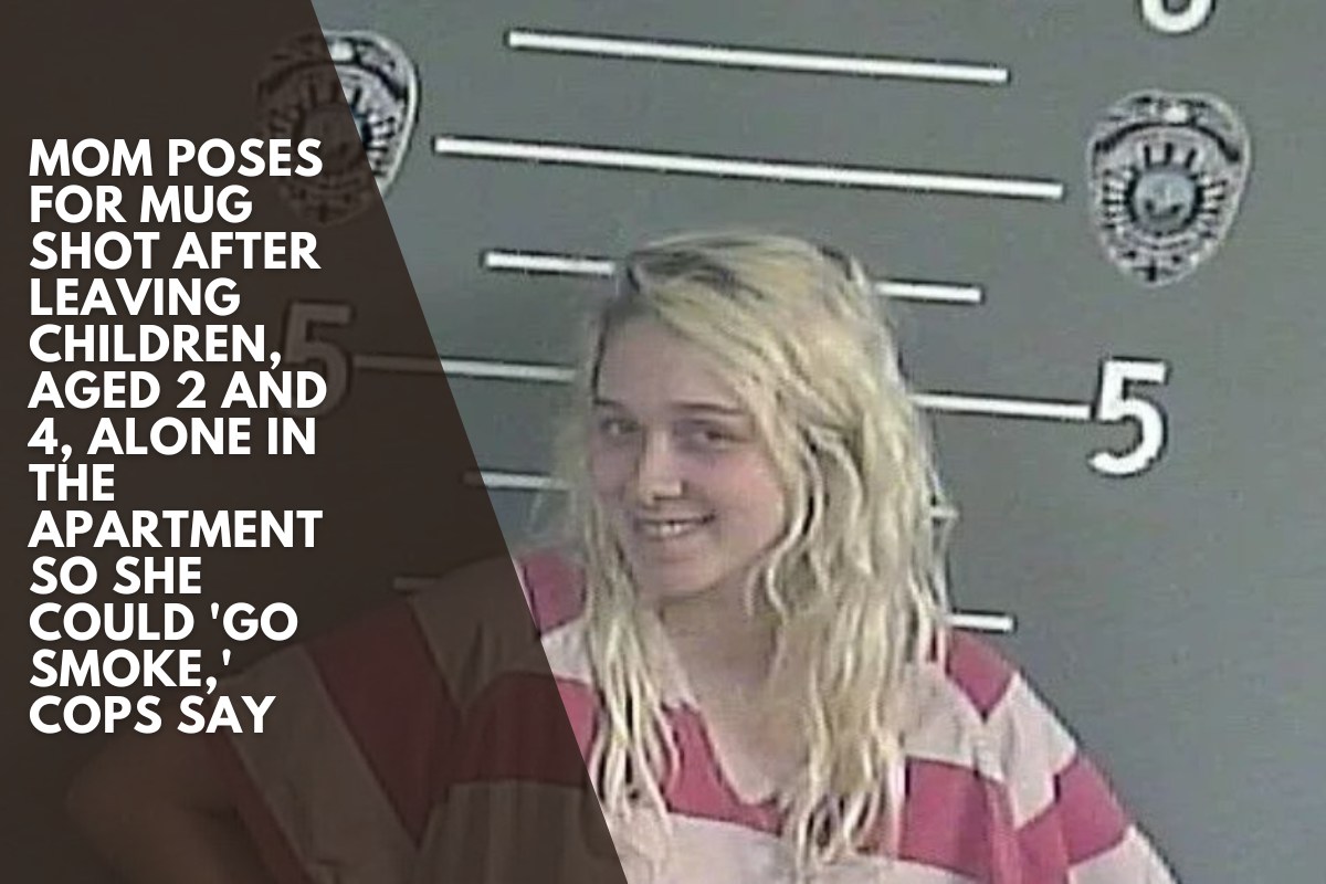 Mom poses for mug shot after leaving children, aged 2 and 4, alone in the apartment so she could 'go smoke,' cops say