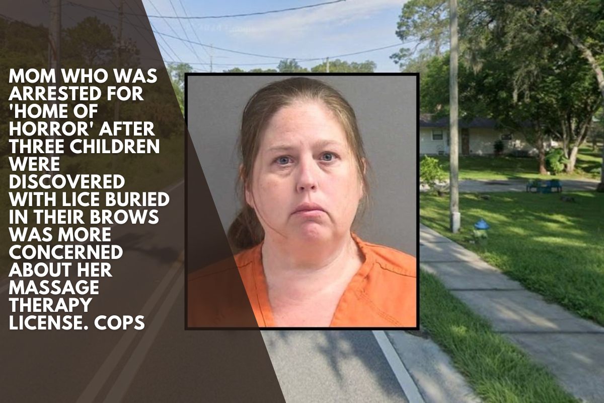 Mom who was arrested for 'home of horror' after three children were discovered with lice buried in their brows was more concerned about her massage therapy license. Cops