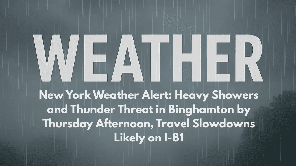 New York Weather Alert: Heavy Showers and Thunder Threat in Binghamton by Thursday Afternoon, Travel Slowdowns Likely on I-81