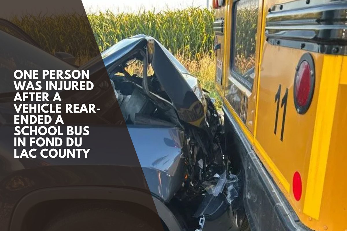 One person was injured after a vehicle rear-ended a school bus in Fond du Lac County